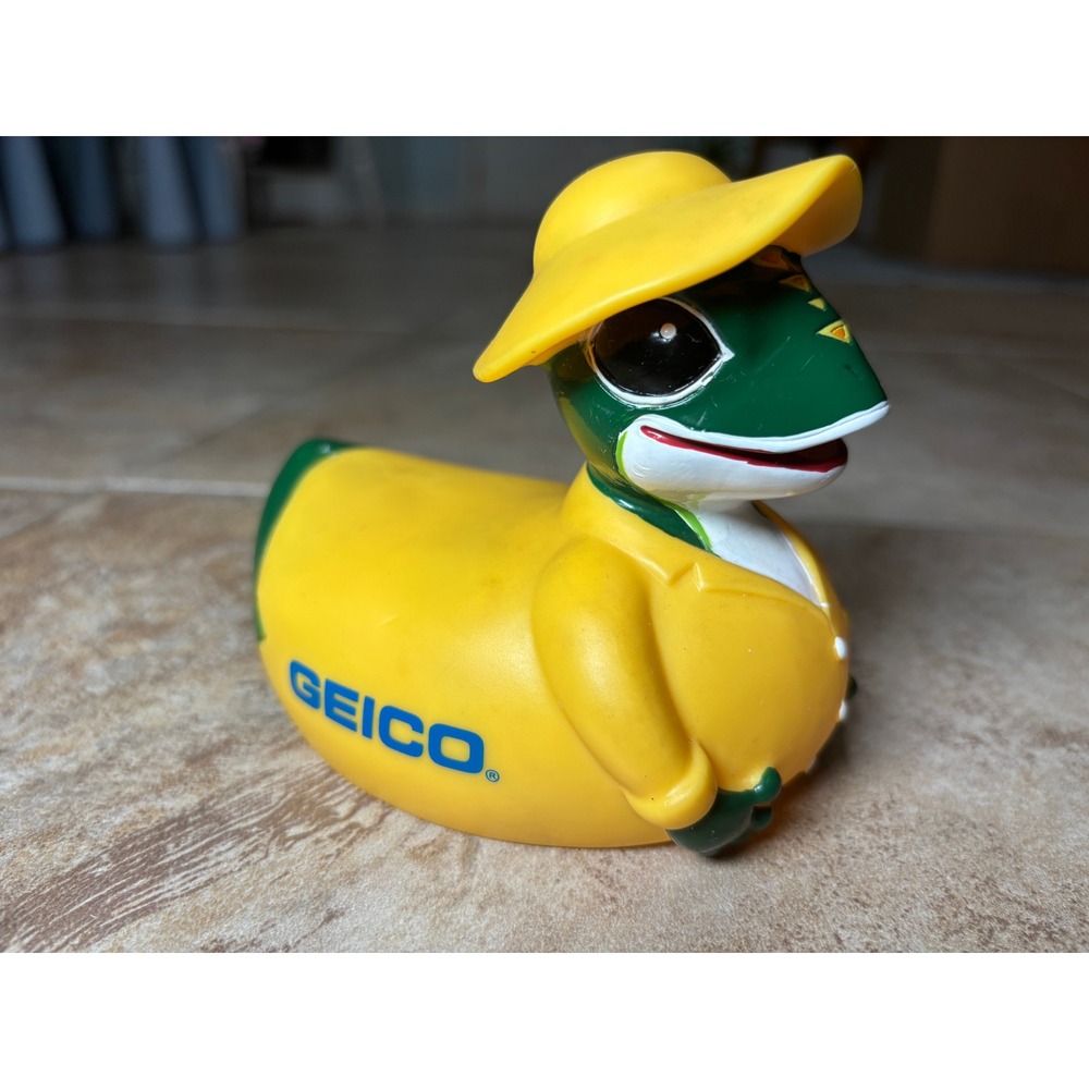 GEICO Gecko Mascot Rubber Duck Figure Yellow Raincoat Promotional Advertising